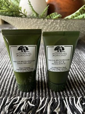 $14.99 • Buy Origins Mega Mushroom Skin Relief Face Cleanser 1 Oz. Soothing Face & Mask 1 Oz.