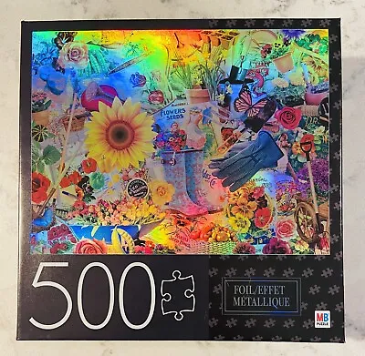 NEW & SEALED ~ GARDEN COLLAGE 500 PIECE FOIL PUZZLE (Milton Bradley 2019) • $24.99