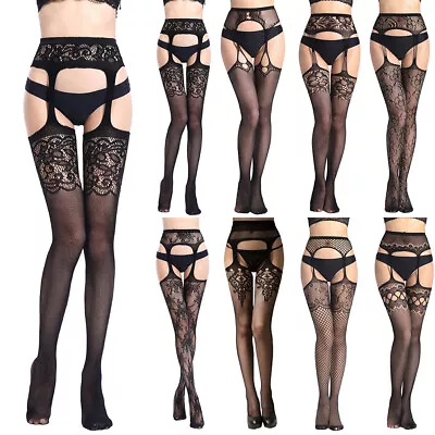 Womens Sexy Crochless Stockings Suspender Tights Fishnet Lingerie Pantyhose Pjs • $10.39