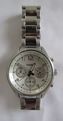 FOSSIL Flight Chronograph Silver Dial Stainless Steel Ladies Watch CH-2769 • $30