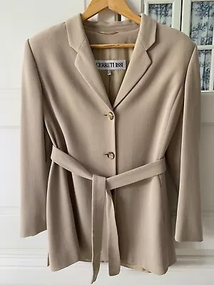 VINTAGE CERRUTI 1881 Ladies Designer Cotton Twill Beige Jacket  SIZE S  • £15