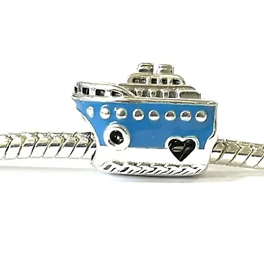 PANDORA Charm Sterling Silver ALE S925 BLUE ANCHORED CRUISE SHIP 792198C01 • $49.99