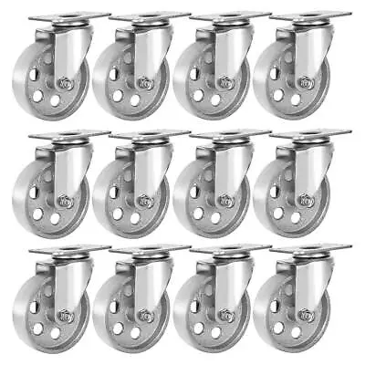 12 All Steel Caster Wheels W Brake Heavy Duty Gray (4  METAL SWIVEL W/ LOCK) • $83.67