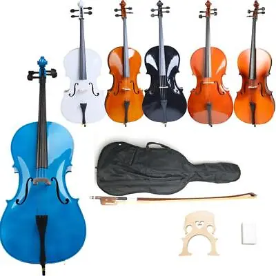 4/4 Size High Quality Professional Basswood Acoustic Cello +Bag+Bow+Rosin+Bridge • $178.88