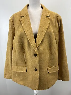 NEW! Talbots Wool Blend Blazer Jacket 24W Plus Mustard Lined Career Business • $59