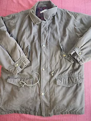 VINTAGE Aeropostale Airborne Military Style Green Canvas Coat Jacket Size XL  • $34.95