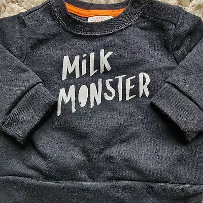 Cat & Jack:  Milk Monster  (Halloween) Sweatshirt Size Boys 0-3M Color Black • $14.99