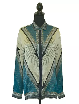 C0 Auth VERSACE COLLECTION City Silk Button Up Long Sleeve Shirt Blouse Size 40 • $89.99