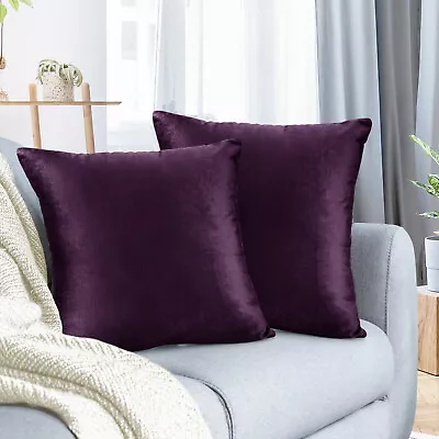 Throw Pillow Covers Set Of 2 Sofa Decor Velvet Cushion Cases 7 Sizes 36 Colors! • $15.99