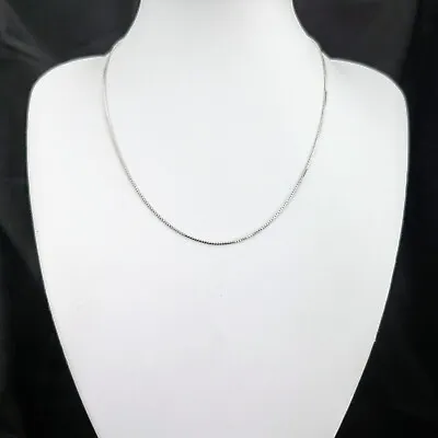 18k White Gold Box Chain Adjustable 18in To 16in Estate 0.95mm • $397