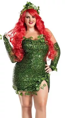 2023 Women Halloween Costume Green Fake Leaves Sequin Dress With Gloves AU • $30.99