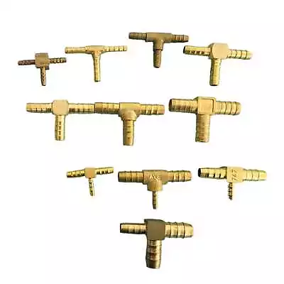 £9.99 • Buy Brass Pipe T Fitting Barbed Hose Tail Joiner Tubing Connector Air Water Fuel Gas