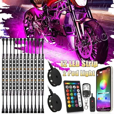 14pcs RGB Motorcycle LED Light Under Glow Strip For Harley-Davidson Honda Suzuki • $63.88