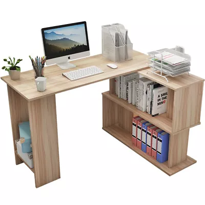 1.2M L Shaped Office Corner Computer PC Desk Study Writing Table Bookcase Shelf  • $159