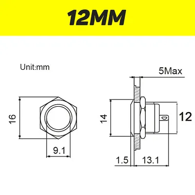 Short Mini Push Button Switch Electric Power Led Light Momentary Pressure Switch • $3.99