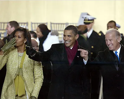 President Barack Obama With Michelle And VP Biden Inaugural Parade Photo Print • $8.99