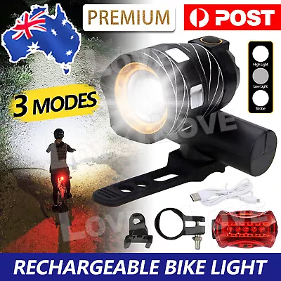 15000LM Bike Light Front Back Headlight Bicycle LED Rechargable USB Waterproof • $13.95