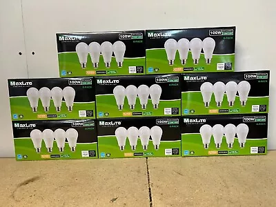 32 Pack Maxlite 13W = 100W Light Bulb LED Soft White A19 2700K Dimmable E26 • $54.99