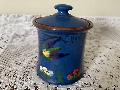 Longpark Pottery Blue Kingfisher Preserve Pot - Hastings With Motto • £12