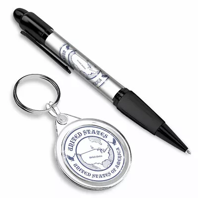 Pen & Keyring (Round) - United States Of America Travel Map #4487 • £6.99