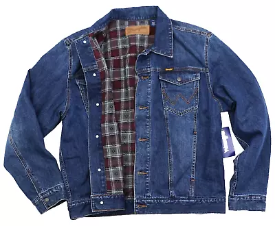 Wrangler Denim Jacket Flannel Lined Men's Size Large M-159 Trucker Rancher New • $47.20