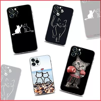 $14.29 • Buy Love Cat Cute Couple Clear Case For IPhone 14 Plus 13 12 PRO MAX 11 8 XS XR 2020