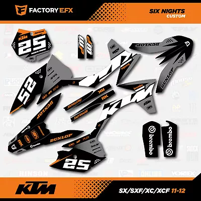 Gray & Orange Racing Graphics Kit Fits KTM 11-12 SX SXF XC XCF 125 250 450 6N • $93.74