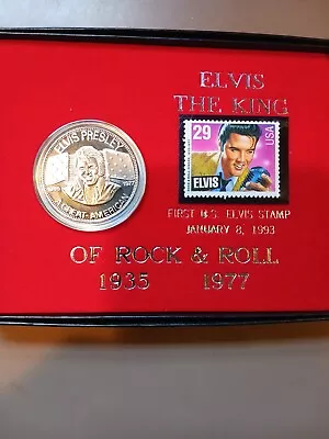 Elvis Presley The King First Us Stamp With Silver Coin Set January 8 1993 Issue • $34.99