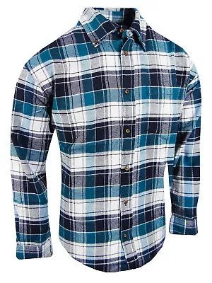 Plaid Flannel Mens Shirt Soft Button Down Collar Chest Pocket NEW Muted Colors • $19.95