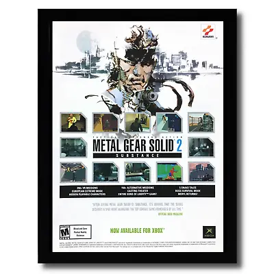 2002 Metal Gear Solid 2: Substance Framed Print Ad/Poster Official PS2 Xbox Art • $55.49