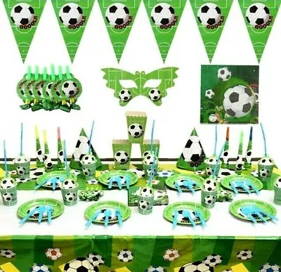 Soccer Tableware Party Supplies Banner Plates Cups Kids Birthday Decoration • $8.99