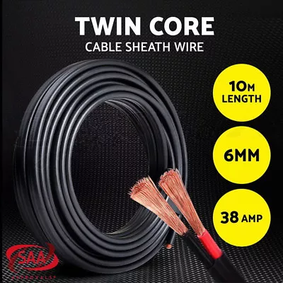 Twin Core Wire 10M 6MM SAA 2 Sheath Electrical Copper Cable Automotive 4X4 12V • $45