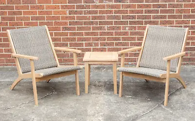 Radius 3 Piece Outdoor Chat Setting - Solid Acacia Timber Frame • $399
