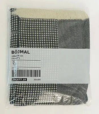 $26.99 • Buy Ikea BÖJMAL BOJMAL Fringe Hem Throw Blanket 51  X 67  Gray, White - NEW