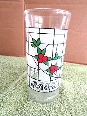 VINTAGE LIBBEY COCA COLA GLASSES  FROSTED TIFFANY STYLE WINDOW LOOK 14-16ozs • $16