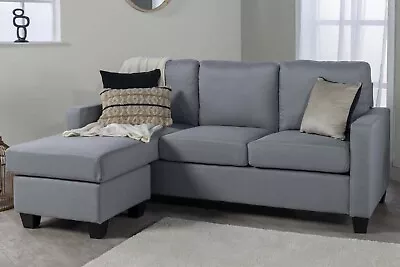 L Shaped Sofa With Chaise Left Or Right In Grey Black Or Dark Grey Fabric • £314.99