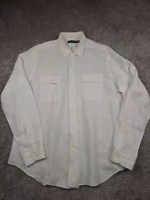 Polo Ralph Lauren 100% Linen Shirt Mens Extra Large White Button Up Long Sleeve • $32.95