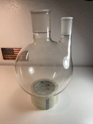 $75 • Buy KIMAX 3000mL 3L Vertical 2-Neck Glass Round Bottom Flask 24/40 45/50