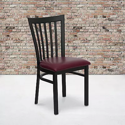 4 Pack HERCULES Series Black School House Back Metal Restaurant Chair - Burgundy • $628.75