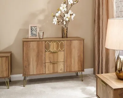 Orleans 2 Door 3 Drawer Cabinet Sideboard Mango & Gold- Local Delivery Only • £175