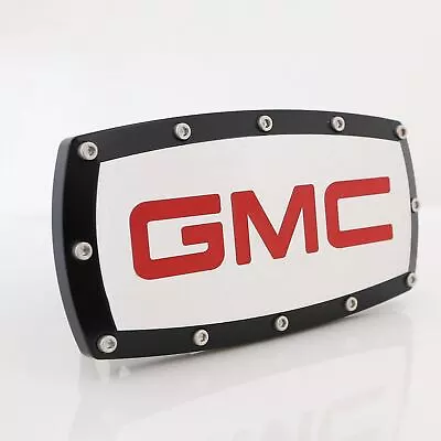 GMC Red Logo Billet Tow Hitch Cover (Black Trim On Chrome) • $55.95