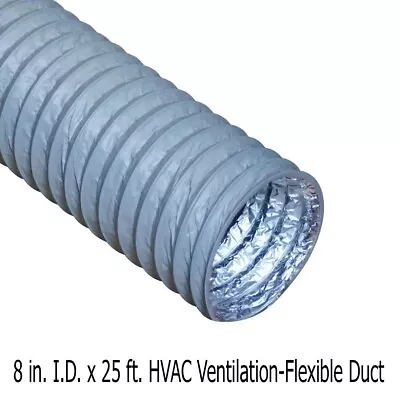 8 In. X 25 Ft. HVAC Ventilation-Flexible Ducting Hose Efficient Air Circulation • $71.99