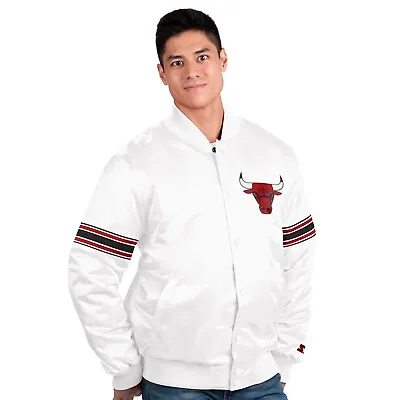 Chicago Bulls Starter Power Forward Vintage Full Snap Satin Jacket-White • $111.99