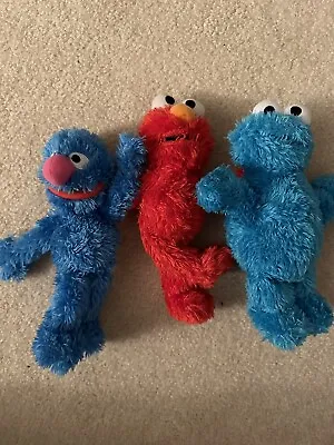 Lot Of 3 Sesame Street Cookie Monster Grover And Elmo  Plush • $10