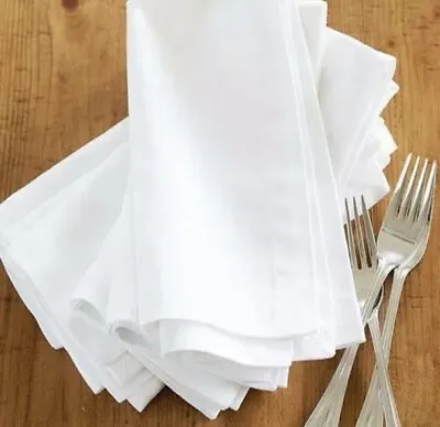 £9.99 • Buy 100 X White Cotton Napkin Table Linen Dinner 100% Egyptian Hotel Wedding 300TC