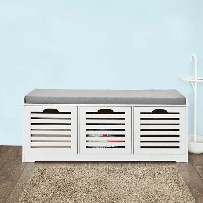 SoBuy® Padded Shoe Storage Bench With Drawers Hallway Ottoman SeatFSR23-WUK • £79.95