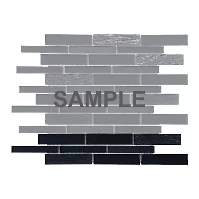 Black Cold Spray Crystal Glass Textured Blended Linear Mosaic Tile Backsplash • $3.99