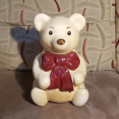 Metlox Cookie Jar Beau Bear Red Bow Tie VINTAGE Teddy Bear Poppytrail Artware • $25.20