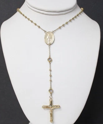 $979.20 • Buy (MA6) 10K Yellow Gold Rosary Bead Necklace/Chain - 22  - 13.9 Grams