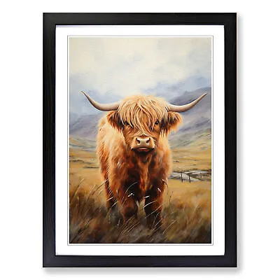 Highland Cow Realism Wall Art Print Framed Canvas Picture Poster Decor • £14.95